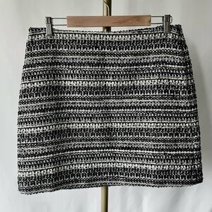LOFT Black, White, and Metallic Tweed Mini Skirt